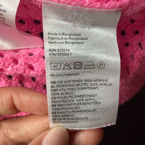 H&M Divided crop Pink Knit Short Sleeve Sweater, size large - Picture 8 of 10